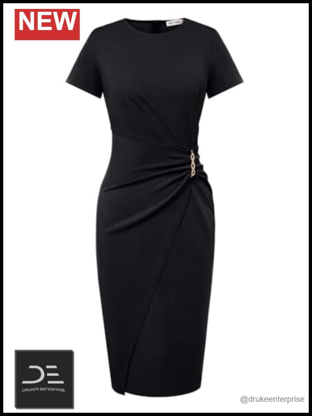 Short Sleeve Bodycon Sheath Midi Work Dress Business Office Cocktail